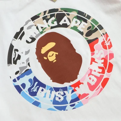 Футболка Bape Logo Inside Divided Circle To Multicolor Segments "White" фото № 3