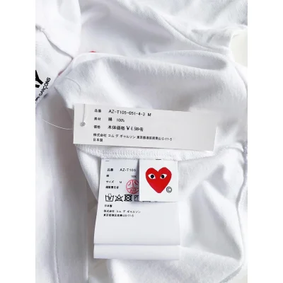 Футболка Comme des Garçons Play Pink Heart Eyes "White" фото № 5