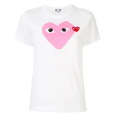 Футболка Comme des Garçons Play Pink Heart Eyes "White"