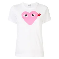Футболка Comme des Garçons Play Pink Heart Eyes "White"