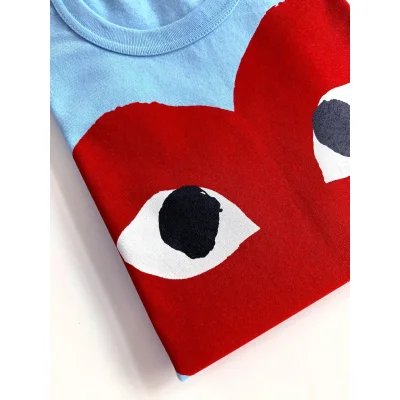 Футболка Comme des Garçons Play Red Heart Eyes "Blue" фото № 3