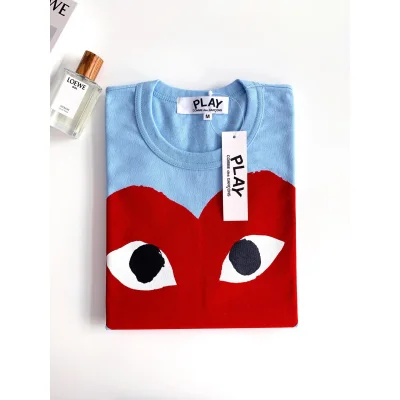 Футболка Comme des Garçons Play Red Heart Eyes "Blue" фото № 2