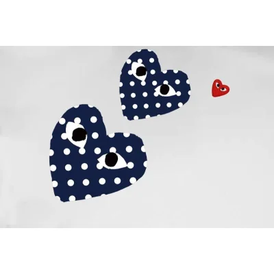 Футболка Comme des Garçons Play Polka Dots Heart Eyes "White" фото № 4