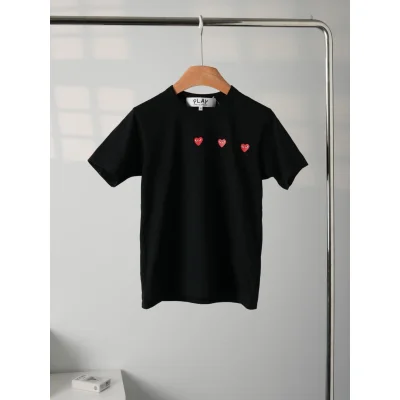 Футболка Comme des Garçons Play Triple Small Heart "Gray" фото № 2