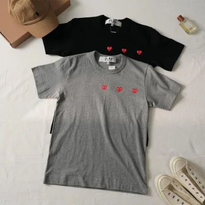 Футболка Comme des Garçons Play Triple Small Heart "Gray" фото № 4