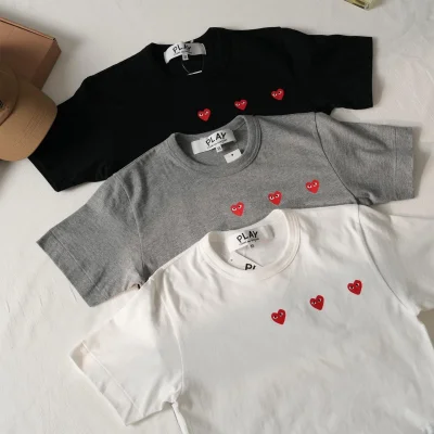 Футболка Comme des Garçons Play Triple Small Heart "Gray" фото № 5