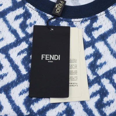 Футболка Fendi Cotton Monotonous Print "White/Blue" фото № 4
