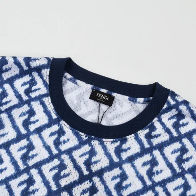Футболка Fendi Cotton Monotonous Print "White/Blue" фото № 7