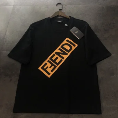 Футболка Fendi With Big Yellow Logo "Black" фото № 8