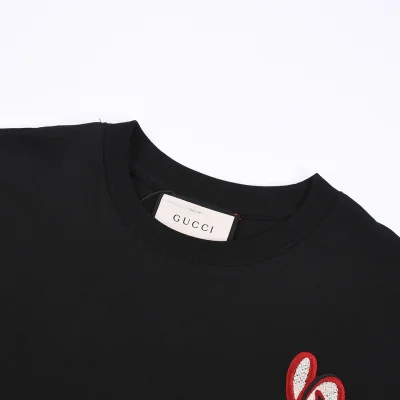 Футболка Gucci Embroidered Rabbit Emblem "Black" фото № 5