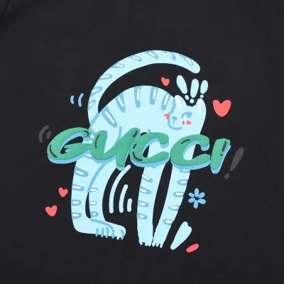 Футболка Gucci With Cat Pattern "Black" фото № 6