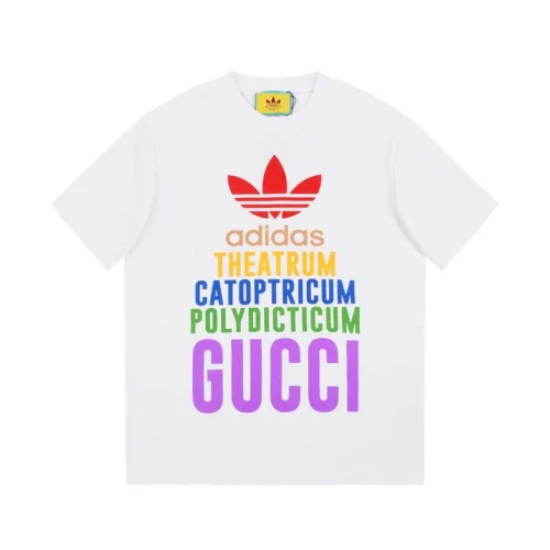 Футболка Gucci X Adidas With An Inscription Of Different Colors "White"