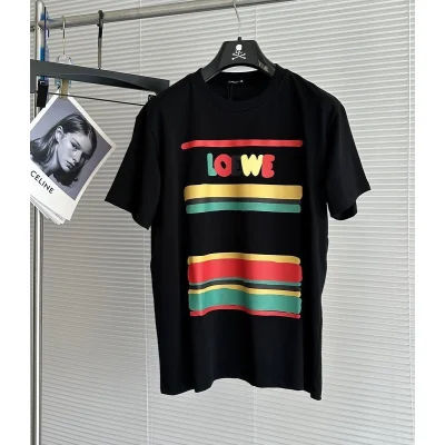 Футболка Loewe Colored Logo Stripes "Black" фото № 3