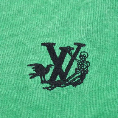 Футболка Louis Vuitton Skeleton And Raven On The Logo "Green" фото № 6