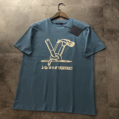 Футболка Louis Vuitton Embroidered Picture And Logo "Blue" фото № 7