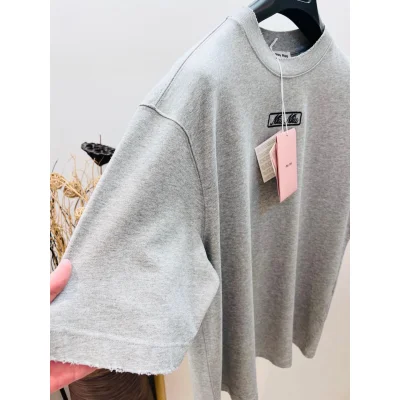 Футболка Miu Miu Frontside Handwritten Logo Miu Miu "Gray" фото № 5