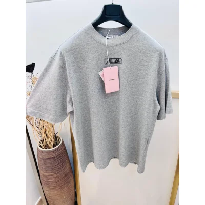 Футболка Miu Miu Frontside Handwritten Logo Miu Miu "Gray" фото № 3