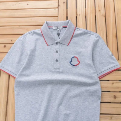 Поло Moncler Edge Decorated By Red Stripe "Gray" фото № 2 Поло Moncler Edge Decorated By Red Stripe "Gray" фото № 2