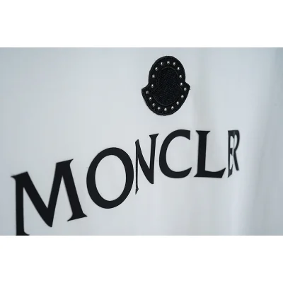 Футболка Moncler Brand Logo With Rhinestones "White" фото № 3