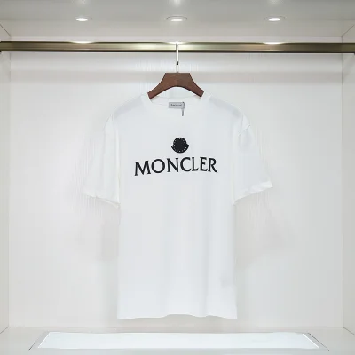 Футболка Moncler Brand Logo With Rhinestones "White" фото № 5