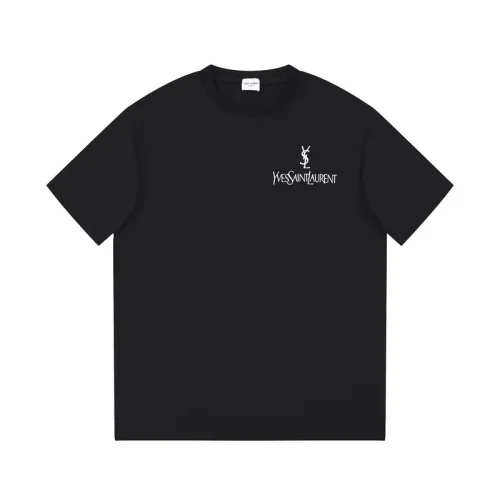 Футболка Saint Laurent With Emblem And Text Logo "Black"