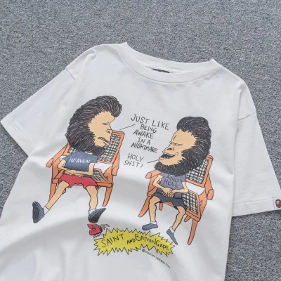 Футболка Saint Michael X Bathing Ape Heaven And Hell "White" фото № 4