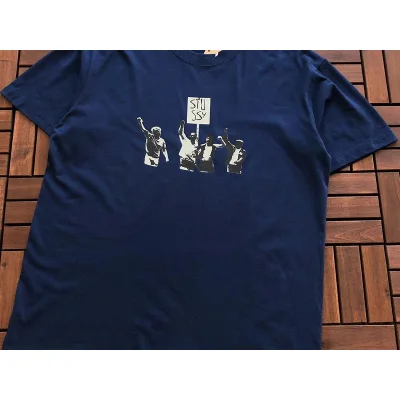 Футболка Stussy People At The Rally Print "Navy" фото № 2