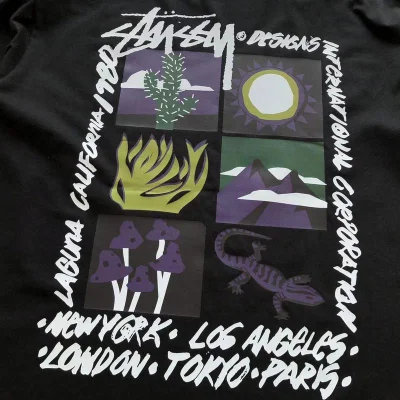 Футболка Stussy Nature Prints In Squares "Black" фото № 3