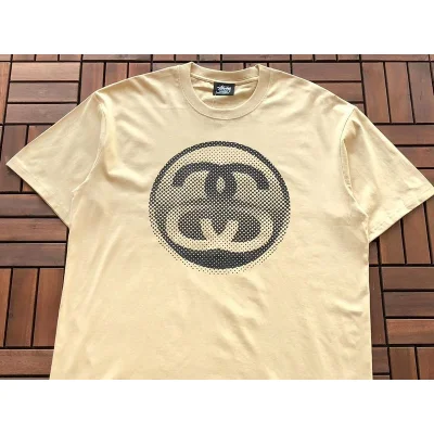 Футболка Stussy Letters Inside Circle Print Front "Beige" фото № 2