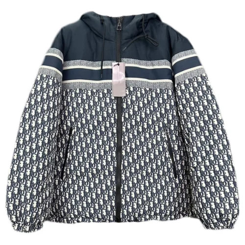 Двусторонний пуховик Christian Dior Monogram Oblique Lux "Navy Blue"