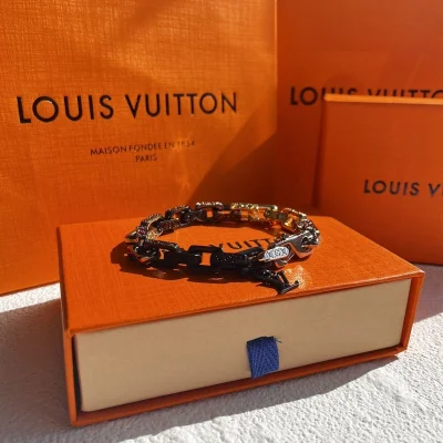 Браслет Louis Vuitton Non-Ferrous Metals "Silver/Black" фото № 2
