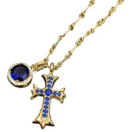 Подвеска Chrome Hearts Decorated Cross And Symbols - Circle "Blue"