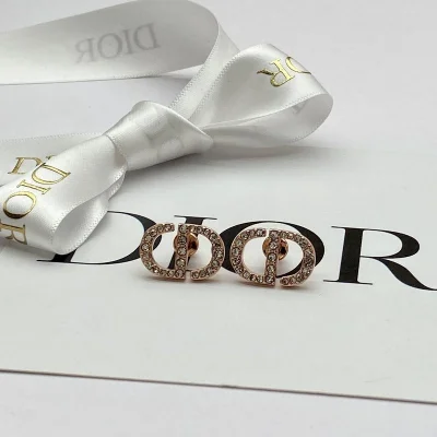 Серьги Dior Logo Decoration "Gold" фото № 3