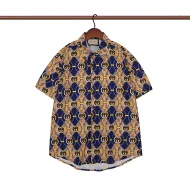 Рубашка Gucci Short Sleeve Curved Lines "Beige/Blue"