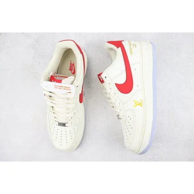 Louis Vuitton x Nike Air Force 1 Low "White/Red/Metallic Gold/Blue" фото № 7