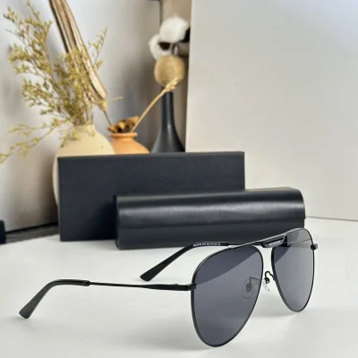 Солнцезащитные очки Balenciaga Aviator Shaped Decorated By Logo On Bridge Of The Nose "Black" фото № 2