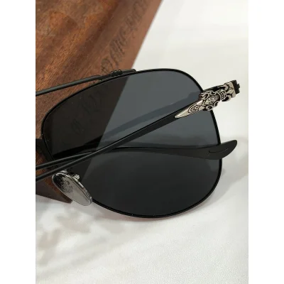 Солнцезащитные очки Chrome Hearts Thin Temples With Ornament "Black" фото № 4