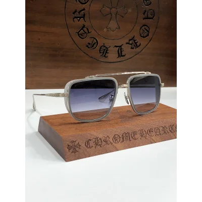 Солнцезащитные очки Chrome Hearts Temples With Decoration By Repeating Logo "Gray" фото № 2