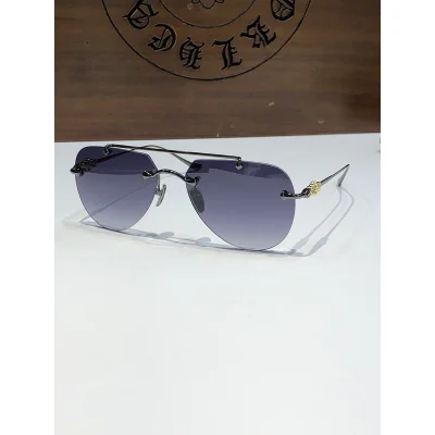 Солнцезащитные очки Chrome Hearts Aviator Shaped Lenses Connect By Top Line "Violet" фото № 2