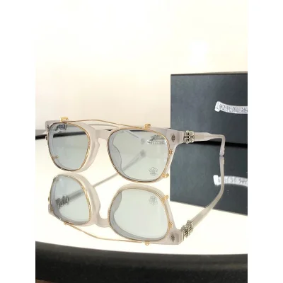Солнцезащитные очки Chrome Hearts Double Frame With Logo "White" фото № 2