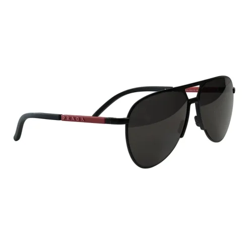 Солнцезащитные очки Prada Thin Frame With Gold Logo Inscription "Black"