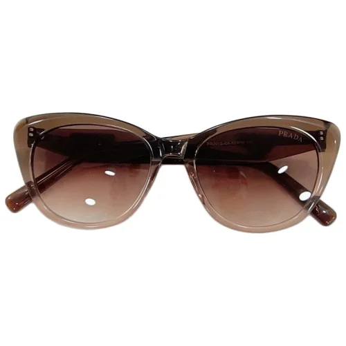 Солнцезащитные очки Prada Cat Eye Shaped Frame With Gold Logo "Beige"