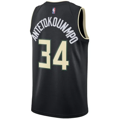 Баскетбольная Джерси NBA Milwaukee Bucks 21 №34 Giannis Antetokounmpo "Black" фото № 2