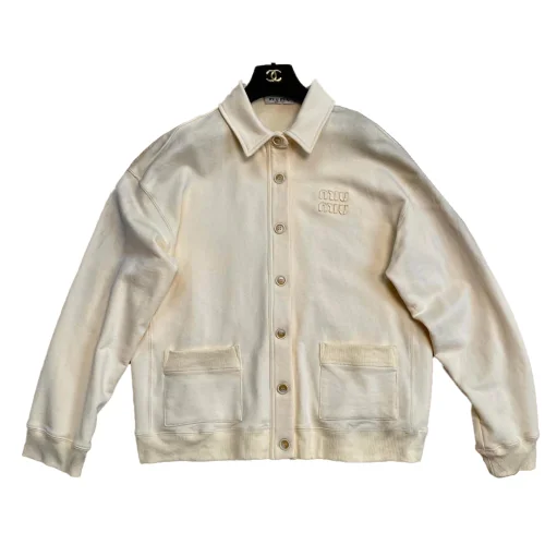 Бомбер Miu Miu Frontside Beige And Brown Logo Miu Miu "Beige"