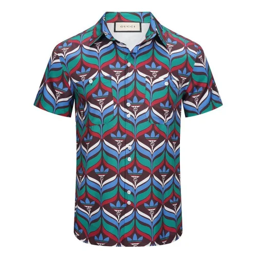 Рубашка Gucci Repeating Trefoil Print In Vertical Lines "Green"
