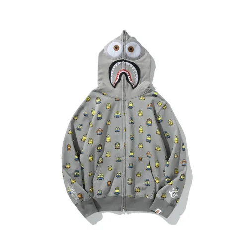Худи A Bathung Ape Minions Face On Hood Zip "Gray"