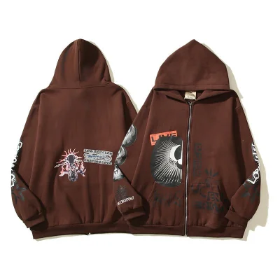 Худи Cactus Jack Merch X Four Caccus Live - ZIP "Brown" фото № 3