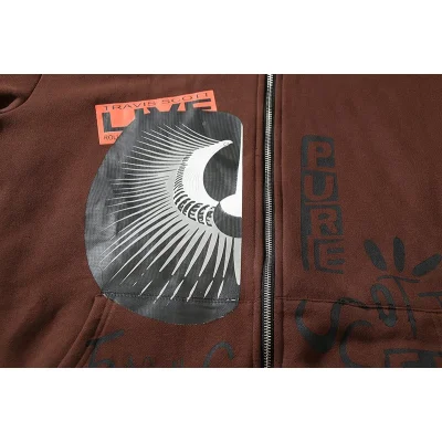 Худи Cactus Jack Merch X Four Caccus Live - ZIP "Brown" фото № 7