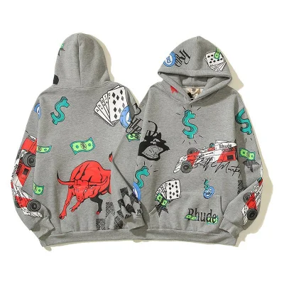 Худи Rhude X Four Caccus Print - Gambling "Gray" фото № 3