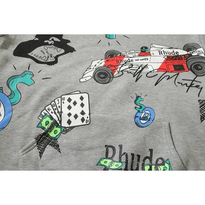 Худи Rhude X Four Caccus Print - Gambling "Gray" фото № 6